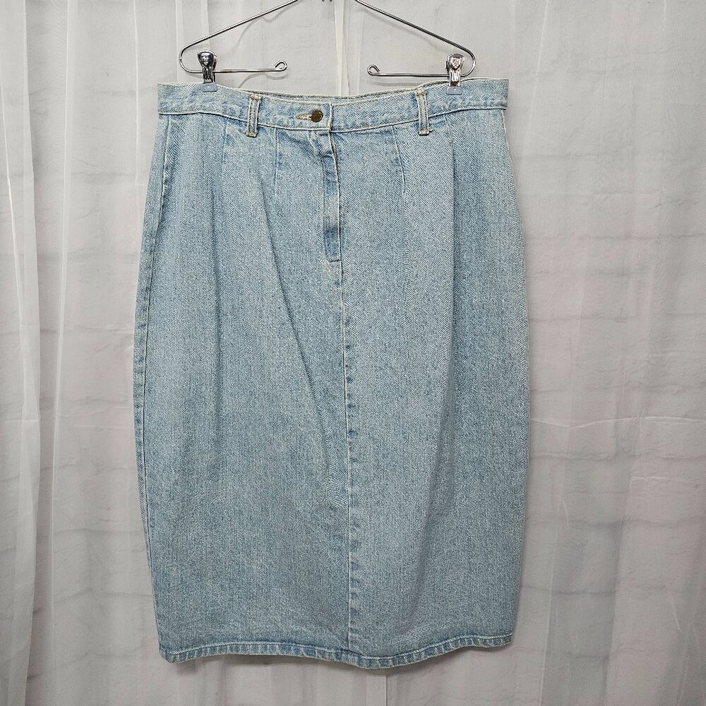 Vintage Hunt Club Skirt Denim Midi Blue Pleated Preppy Cottage 18